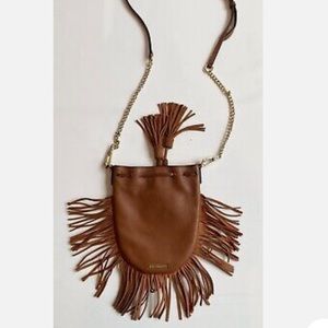 Rebecca minkoff brown suede fringe crossbody purse